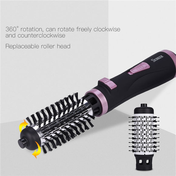 2 In 1 Rotating Brush Hot Air Styler Comb Curling Iron Roll Styling Brush Hair Dryer Blow With Nozzles 2 Speed & 3 Heat Setting
